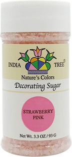 India Tree Strawberry Pink Decorating Sugar, 3.3oz bottle
