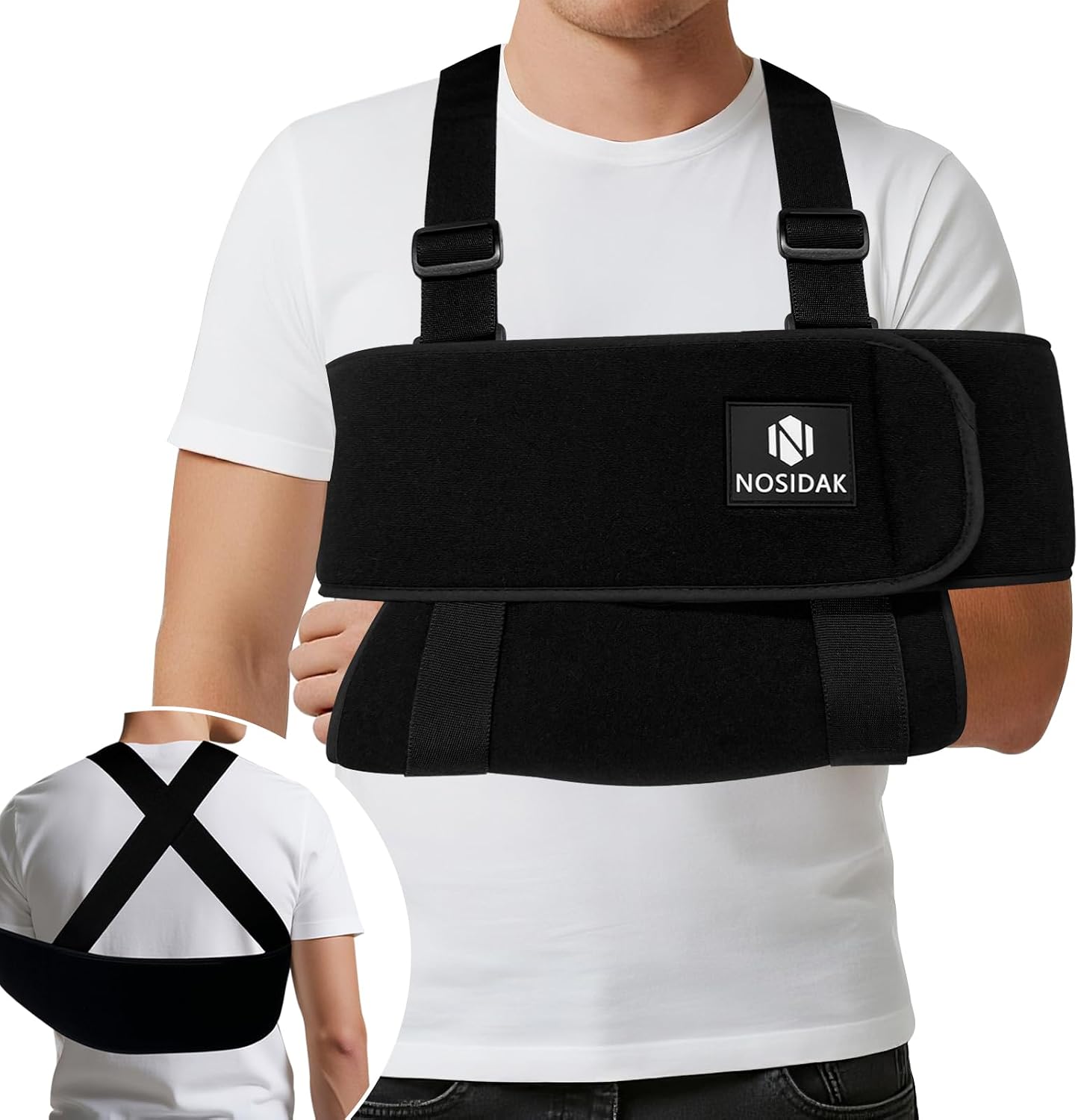 Arm Sling Shoulder Immobilizer for Sleeping, Adjustable Shoulder Sling for Shoulder Injury, Rotator Cuff Tear, Clavicle Injury, Elbow Support for Dislocated, Broken, Fractured Arm, Strain