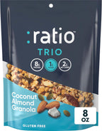 Ratio Trio Coconut Almond Granola Cereal, 1g Sugar, Keto Friendly, 8 oz Resealable Bag