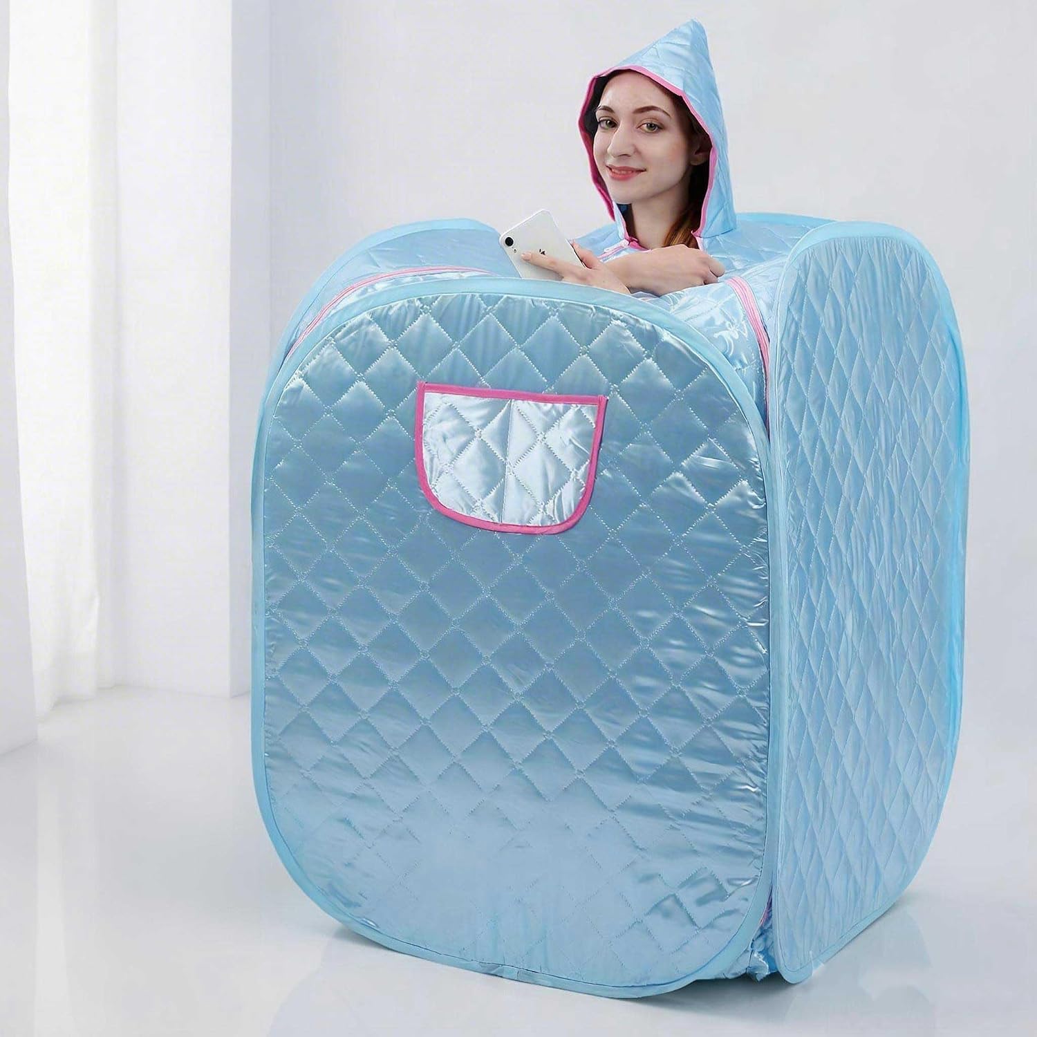Only Sauna Tent,Portable Sauna Steamer Machine Pop Up Tent, Home Spa Room Sweat Tent, Indoor Wet Sauna Box (Steamer Not Included, Exclude Steam Generator) Suitable Under 5.79Ft in Height.