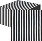 SietDESEO 50 Pieces Black Striped Napkins Disposable 3-Ply Black and White Striped Cocktail Napkins Paper Dinner Napkins for Birthday Baby Shower Wedding Party Beverage Napkin