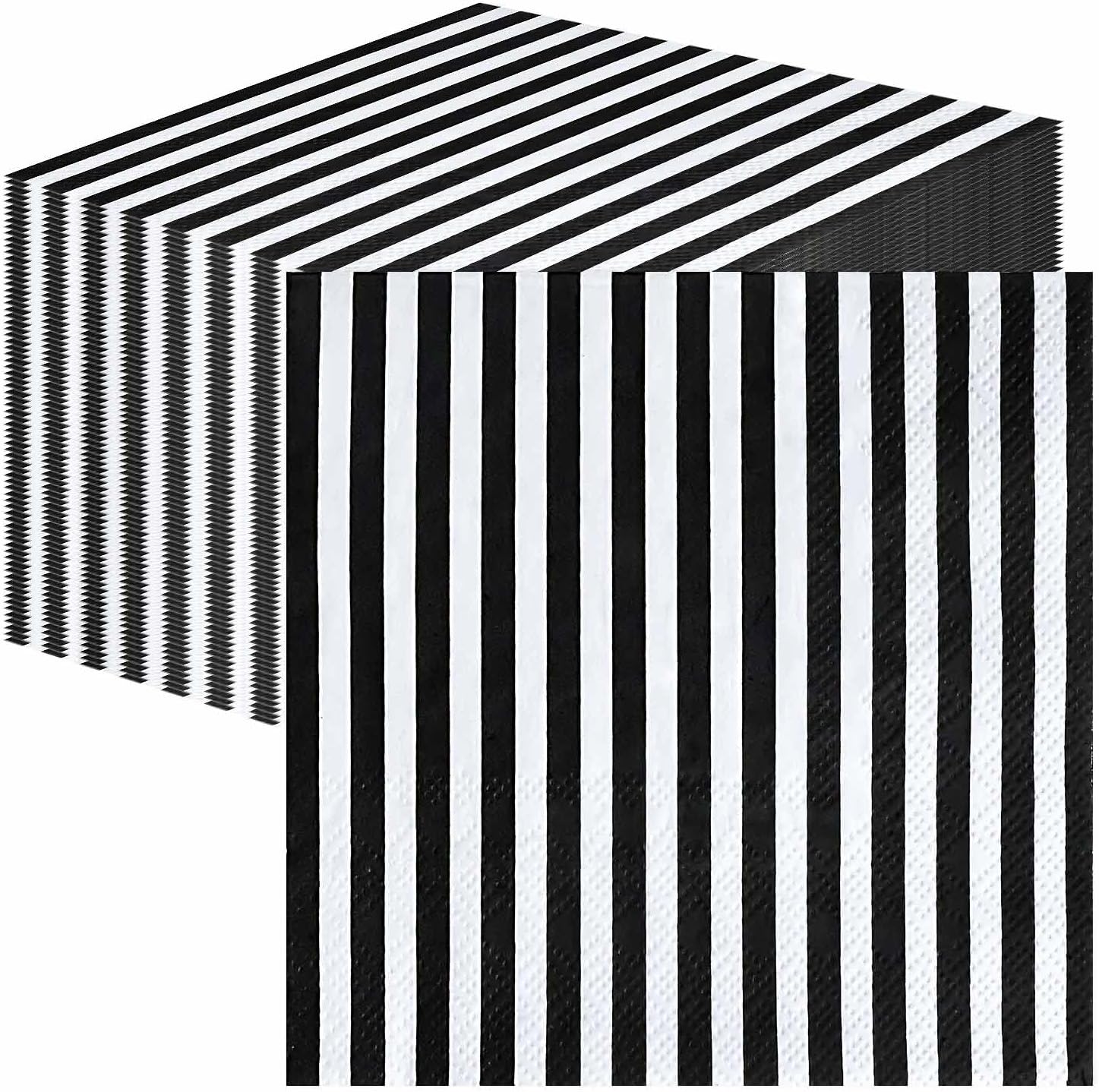 SietDESEO 50 Pieces Black Striped Napkins Disposable 3-Ply Black and White Striped Cocktail Napkins Paper Dinner Napkins for Birthday Baby Shower Wedding Party Beverage Napkin