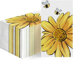 Horaldaily 100 Spring Disposable Paper Decorative Guest Napkins, Sunflower Bee Hand Towel for Party Lunch Dinner Kitchen Bathroom