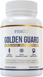 Golden Guard Fisico Turmeric Extract, 60 Vegetable Capsules, Natural Cell Defense Supplement for Joint Health and Cognitive Support