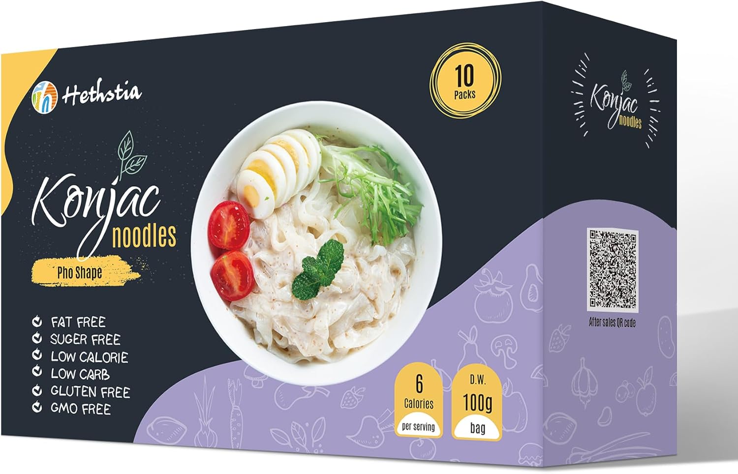 Hethstia Shirataki Noodle, Vegan Pho Konjac Noodle Ready to Eat Plant-Based Vietnamese Low Carb Konjac Noodle Pho, Low Calorie, Keto, Gluten-Free, Sugar-Free, Non-GMO, Healthy Meal & Holiday Gift