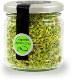 Sciara Chopped Pistachios – Sicilian Unsalted Pistachio Nuts from Bronte Italy – Premium Crushed Pistachios for Baking & Topping – Glass Jar 100g (3.5 oz)