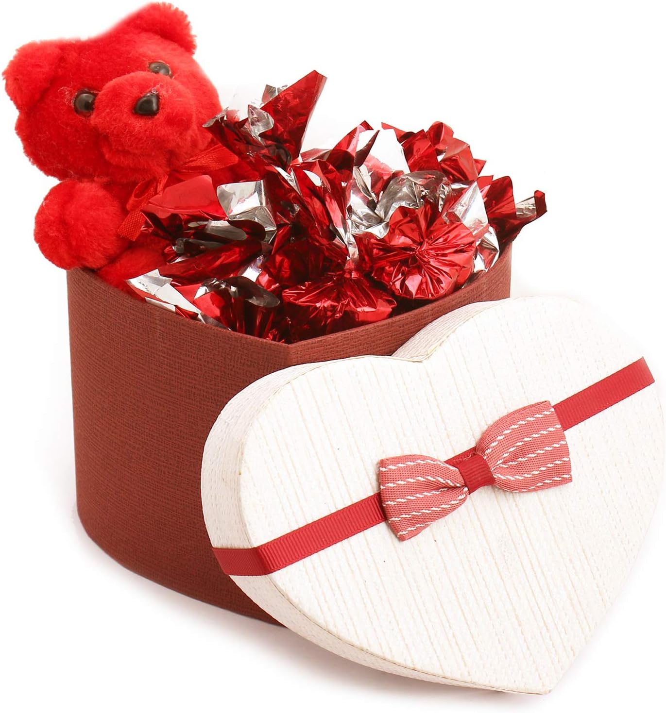 Ghasitaram Gifts Valentines Gift Valentines Day Chocolates for Girlfriend/Boyfriend/Husband and Wife Valentines Chocolate Hamper Heart Box with Teddy and Chocolates