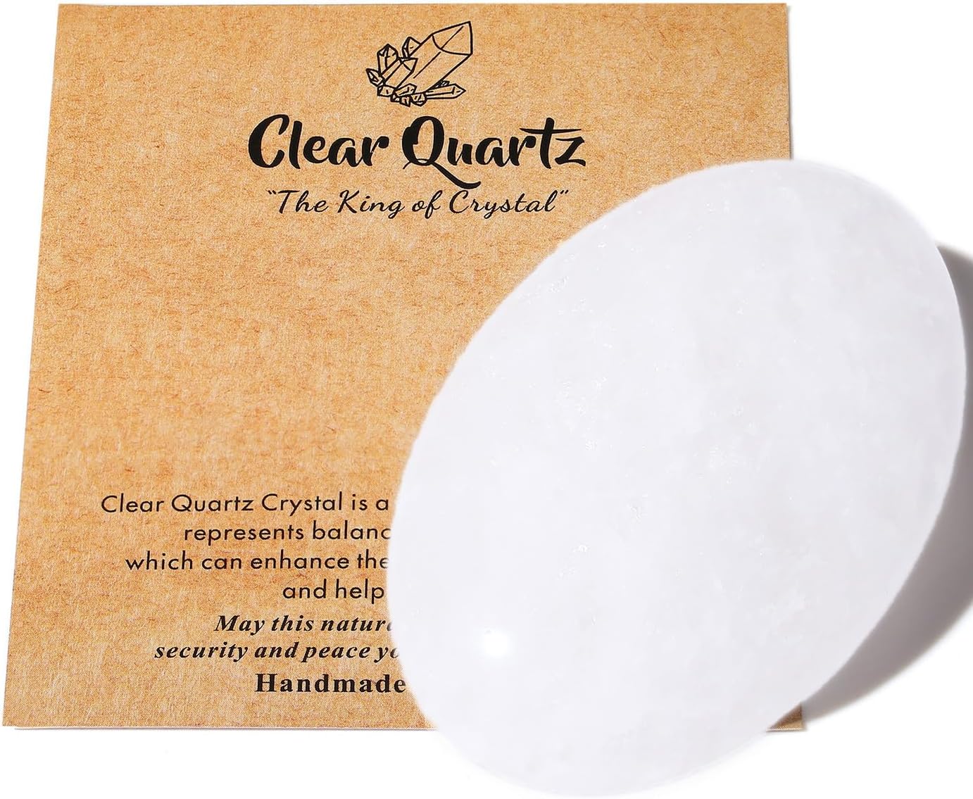 MAIBAOTA 2.4" Large Clear Quartz Crystal Stone Polished Palm Stone Healing Crystals 0.7" Thick Natural Reiki Gemstone Worry Stone Energy Balancing Anxiety Stress Relief Meditation 1 Pc