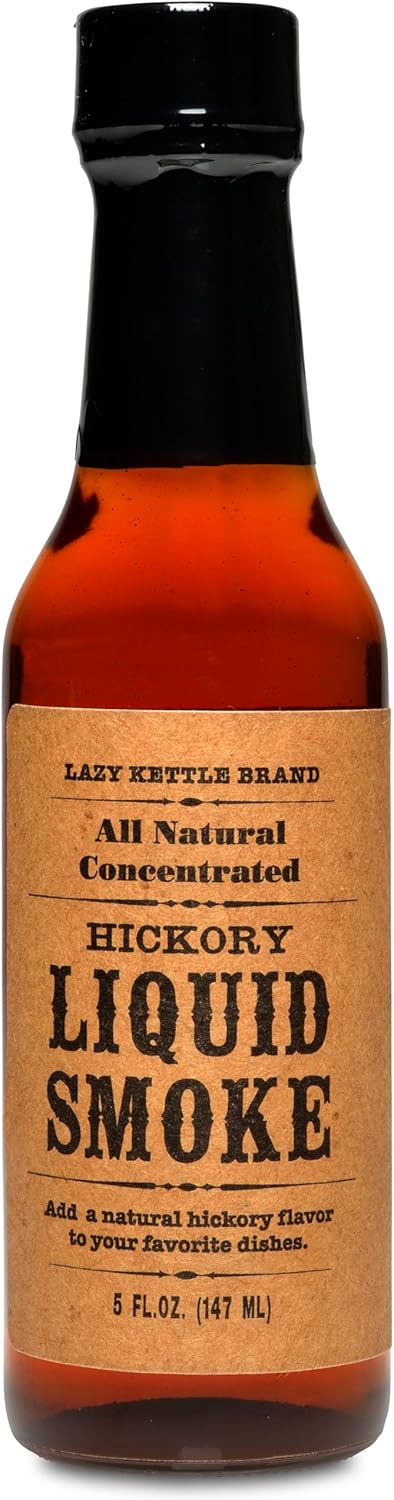 Lazy Kettle Brand All Natural Liquid Smoke | Perfect for Flavoring Meat | Hickory | Used to Flavor Beef Jerky, Steak, Fish, Cheese, Sauces and More | 5 Oz Each