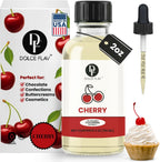 Dolce Flav Cherry Extract – 2 Ounce Oil-Soluble Kosher, Sugar-Free, Concentrated Fruity Flavor for Candy, Chocolates & Desserts, Includes Measured Dropper