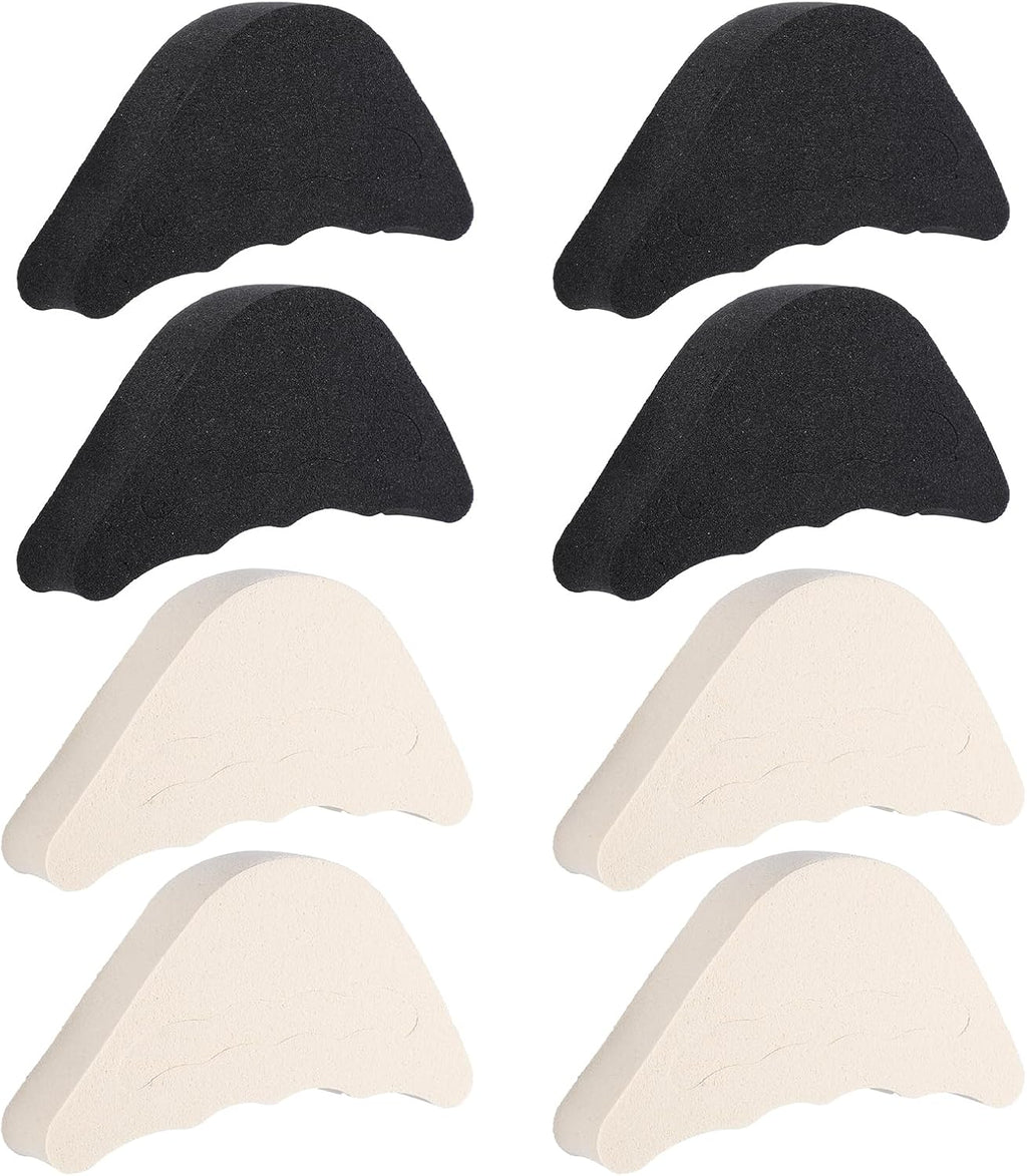 4 Pairs Shoe Toe Filler, Adjustable Toe Inserts for Shoes Half-Size Cushion Sponge Insoles, Make Shoes Fit One Size Smaller for Women & Men, Casual, Heels, Boots (Beige & Black)