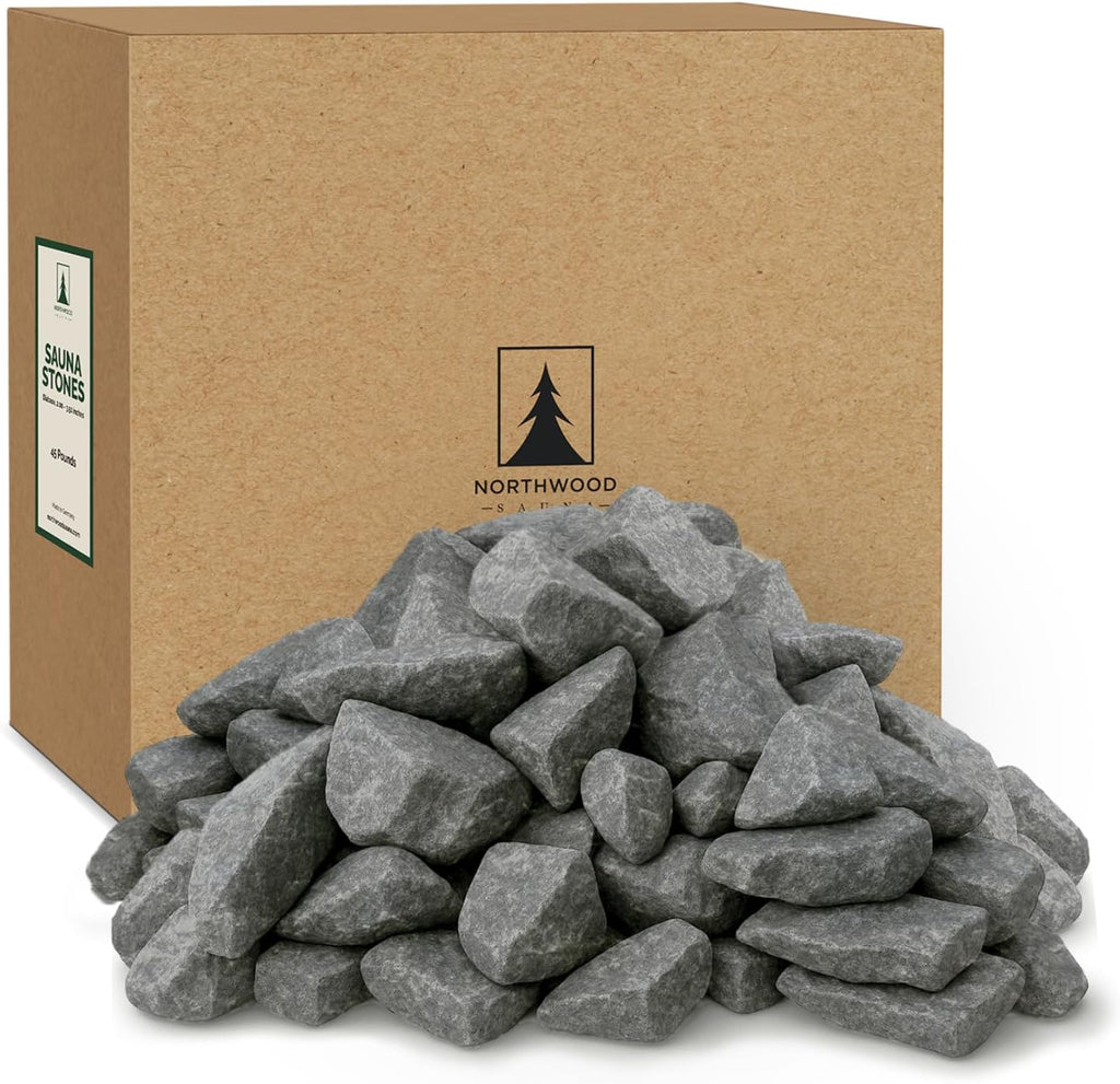 Sauna Stones - Authentic Diabase Sauna Heater Rocks from Germany - Superior Heat & Steam - 2-4 Inches (5-10 cm), 45 Pounds (20 kg)
