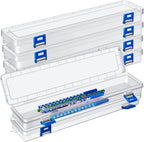 8 Pcs Translucent Plastic Paint Brush Holders Paint Brush Case Organizers Drawing Tools Storage Box Long Paint Brush Case Watercolor Pen Pencil Container Buckle Design for Artist 13 x 2.7 x 1.4 Inches