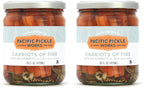 Carriots of Fire - Spicy Pickled Carrot Sticks with Jalapeño - Gourmet Carrots for Snacking - non-GMO, Kosher, Gluten-Free 16 oz (2-pack)