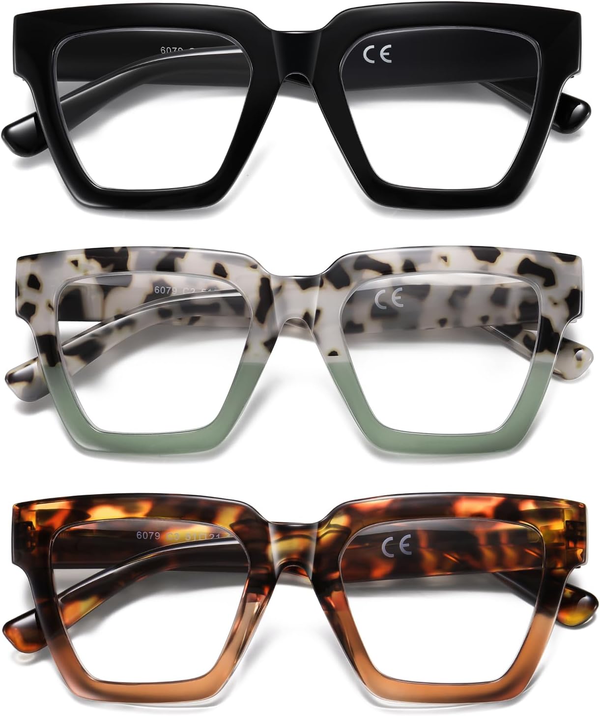 Oversized Reading Glasses Women Oprah Style Blue Light Blocking Computer Readers Designer Ladies Large Frame Square