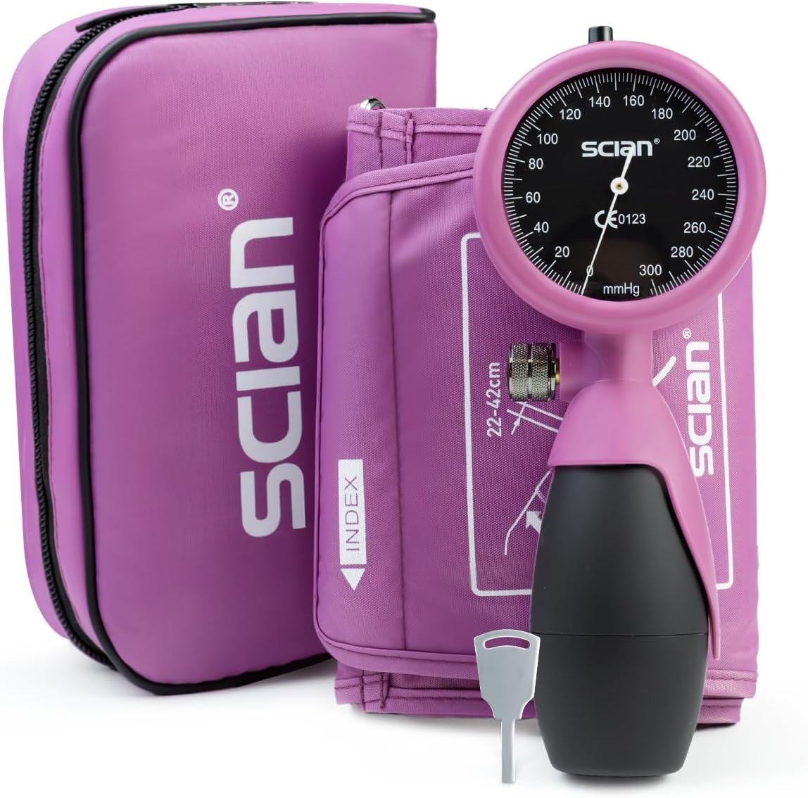 SCIAN Palm Style Aneroid Sphygmomanometer with European Cuff 8.7-16.5", Manual Blood Pressure Cuff with Carrying Bag for for Nurse Doctor Senior Adult, Purple Red