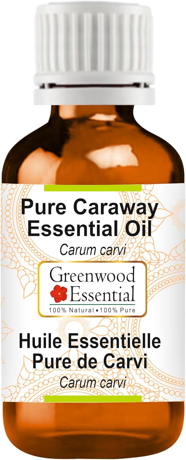 Greenwood Essential Caraway Essential Oil (Carum carvi) Pure | Non-Sticky | Non-Greasy | Lightweight | Men & Women | All Skin Types | Steam Distilled 15ml (0.50 oz)