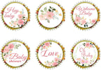 30Pcs Edible Baby Shower Cupcake Toppers Supplies Picks Wafer Paper Floral Theme Gender Reveal Cupcakes Cake Decorations Boy Girl Birthday Party Cake Decorations