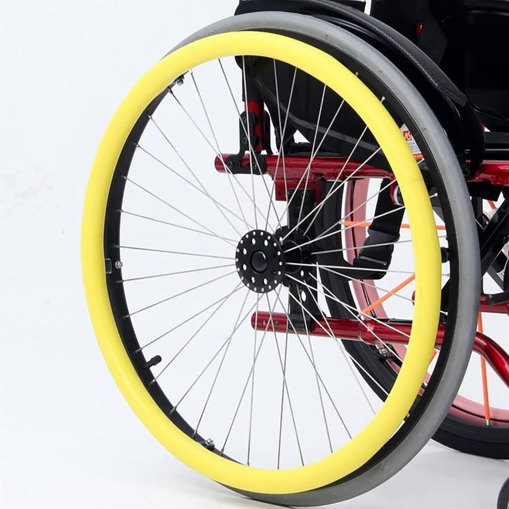 Wheelchair Push Rim Covers, 24-Inch Rear Wheel Sports Wheelchair Cover, Wheelchair Wheel Covers Wear-Resistant Hand Push Cover (Color : Yellow)