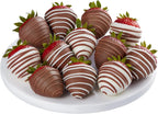 Shari’s Berries Gourmet Drizzled Strawberries | Chocolate Covered Strawberry Gift Box | Ideal for Mother's Day, Anniversary, Birthdays, Congratulations, or Saying Thank You (Full Dozen, 12 Berries)