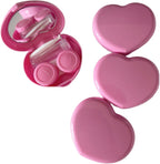 4 Packs Heart Shape Contact Lens Cases, Travel Eye Contacts Case Box Holder, Portable Contact Lenses Tweezers Remover Tool Solution Bottle Kit for Daily Outdoor Traveling (Dark Pink)