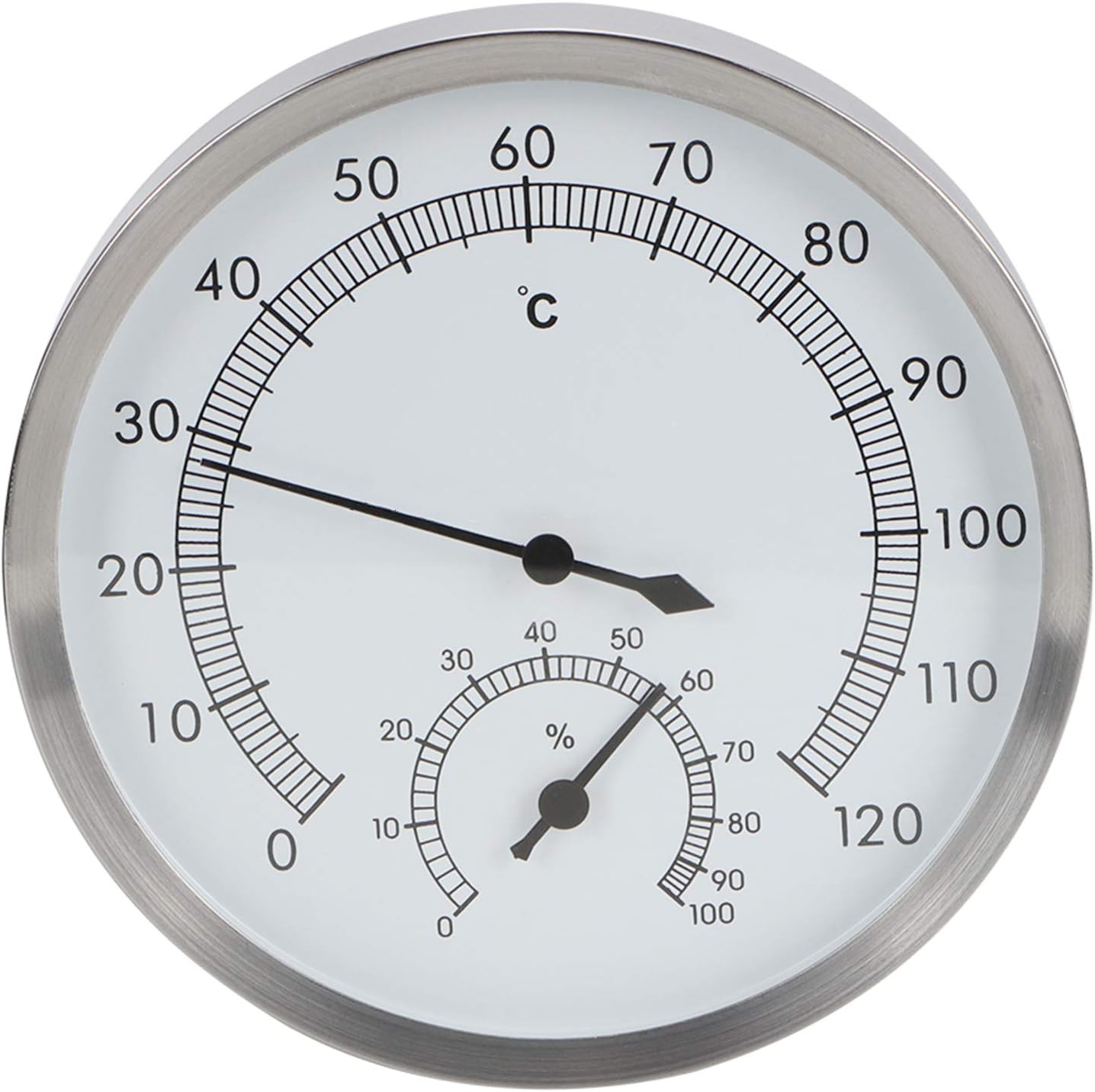 HERCHR 2 in 1 Stainless Steel Steam Room Sauna Room Thermometer, Premium Stainless Steel Temperature Gauge Indicator for Sauna Steam Roombathroom