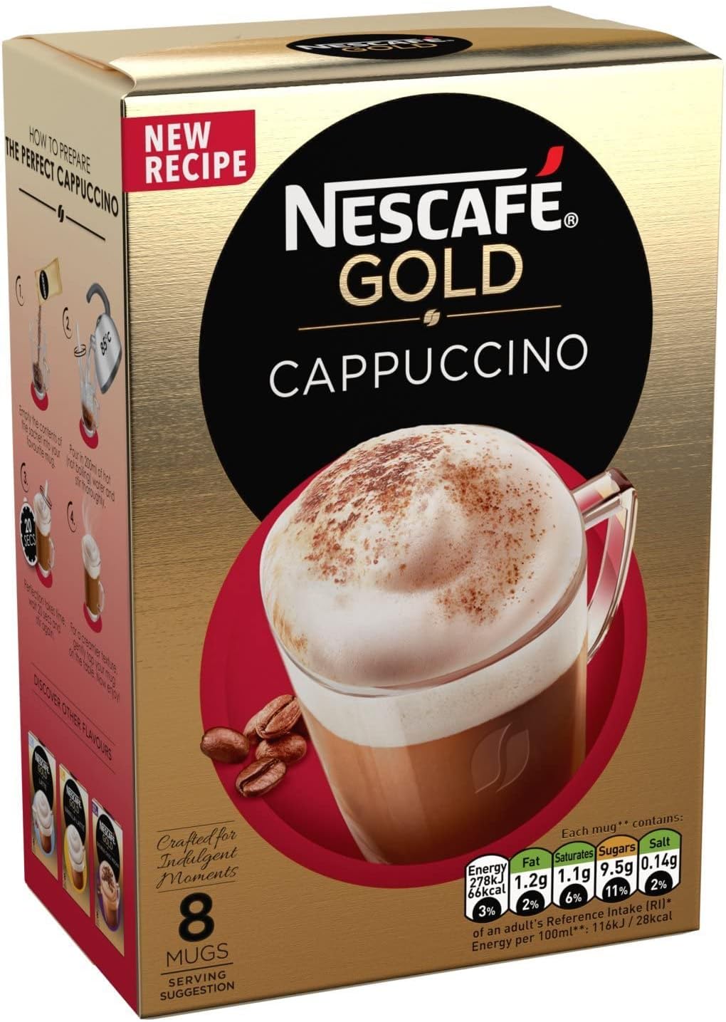 NESCAFÉ Gold Cappuccino Original, 8 sachets, 136g (Pack of 6, Total 48 Sachets)