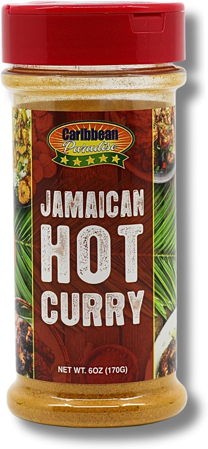 Caribbean Paradise Hot Jamaican Curry Powder, Spicy Curry Powder Seasoning for Curry Chicken, Meat, Seafood, Vegetables, Rice, Stews, 6 oz
