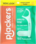 Plackers Micro Line Dental Floss Picks, Fold-Out FlipPick, Tuffloss, Easy Storage with Sure-Zip Seal, Fresh Mint Flavor, 150 Count
