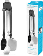 Dreamfarm Set of BBQ Grill Tools Premium & Durable Barbecue Set with Brizzle, Clongs, Chopula, & Magnetic Utensil Holder - Stainless Steel