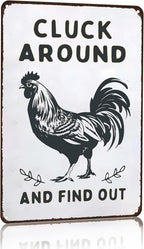 Smilelife Funny Chicken Gifts Chicken Cluck Around and Find Out Tin Sign for Home Farm Chicken Coop Farmhouse Kitchen Garden Decor 8 X 12 Inch (3020)