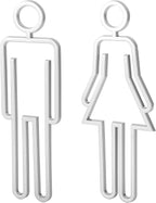 Acrylic Adhesive Backed Men's and Women's Bathroom Sign, Bathroom Door Signs, Restroom Signs for Business,Bathroom Signage (Silver)