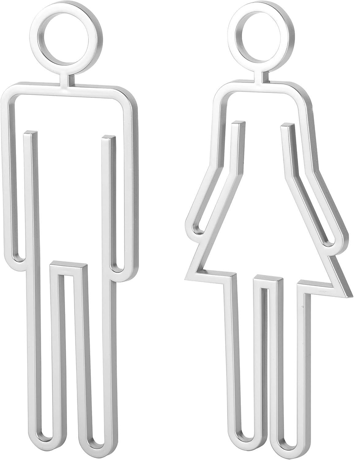 Acrylic Adhesive Backed Men's and Women's Bathroom Sign, Bathroom Door Signs, Restroom Signs for Business,Bathroom Signage (Silver)