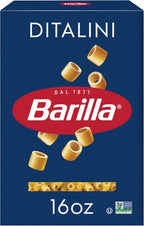 Barilla Ditalini Pasta, 16 oz. Box - Non-GMO, Made with Durum Wheat Semolina - Kosher Certified
