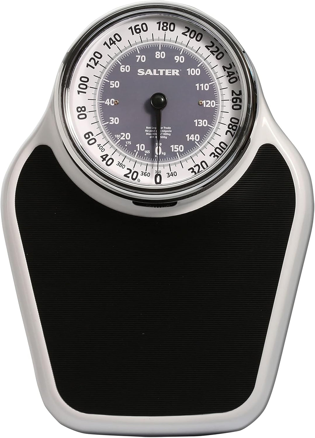 Salter Pro-Helix Professional Oversized Bathroom Scale with Black Vinyl Anti-Slip Bath Mat, 400 LB Capacity, Analog Scale, 18.25" x 13.0" Black/White
