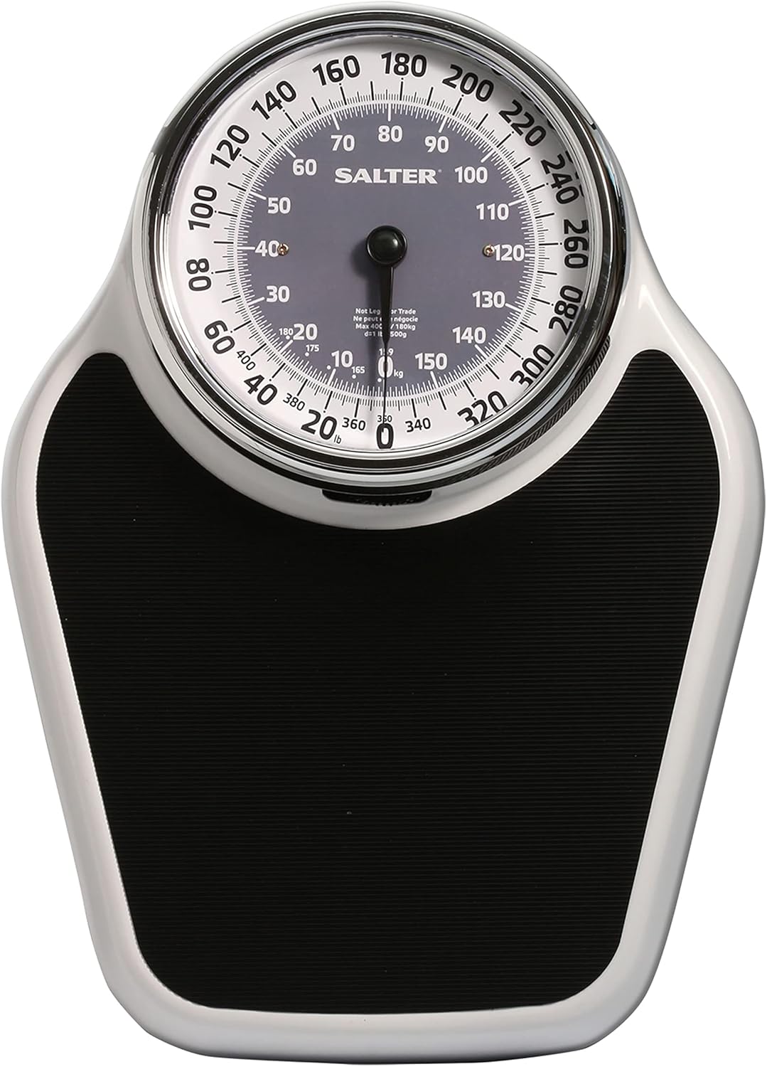 Salter Pro-Helix Professional Oversized Bathroom Scale with Black Vinyl Anti-Slip Bath Mat, 400 LB Capacity, Analog Scale, 18.25" x 13.0" Black/White