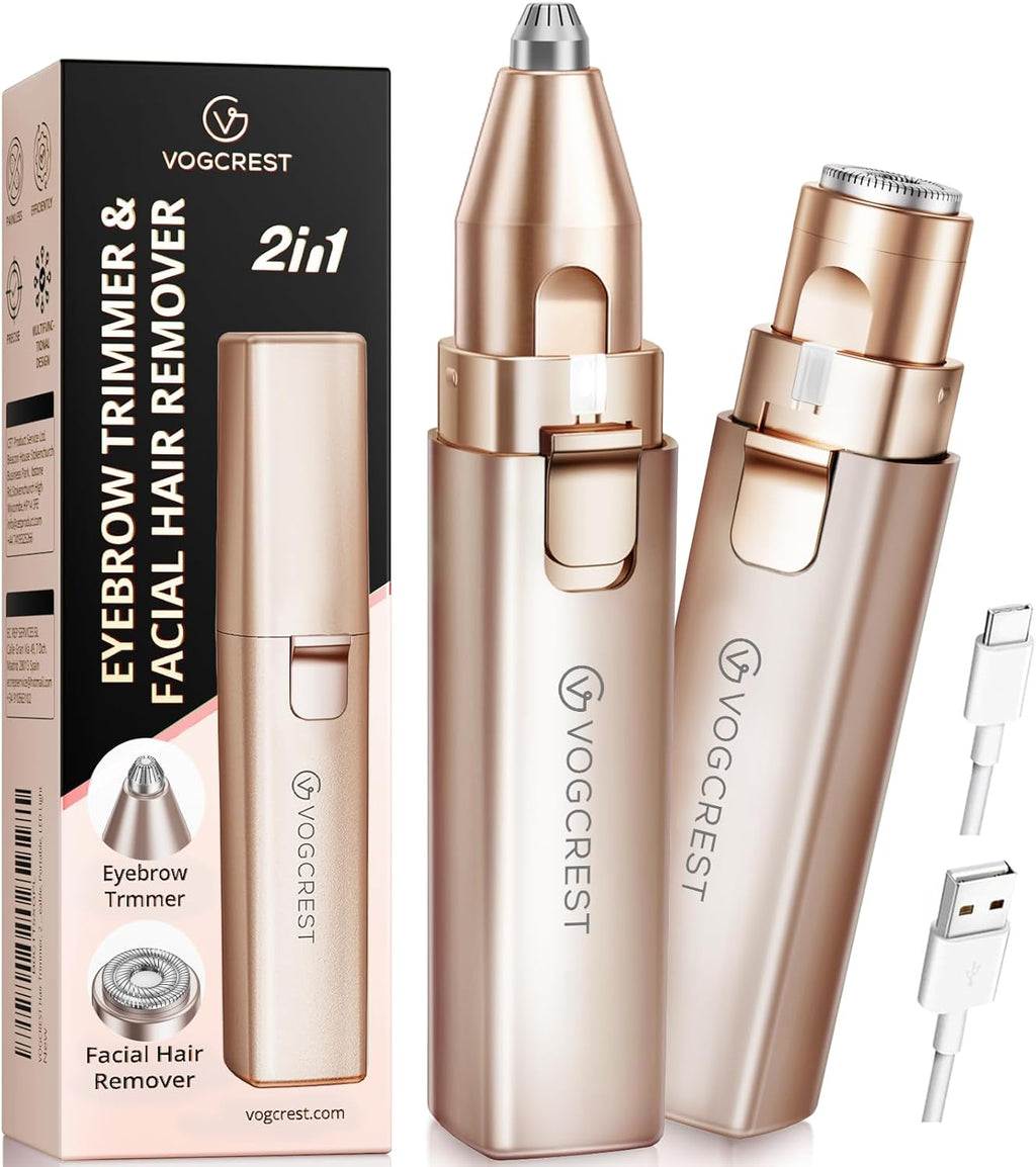 VG VOGCREST Rechargeable Facial Hair Remover for Women: 2 in 1 Electric Facial Body Hair Remover