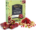 Atici Lokum Authentic Turkish Delight 8oz – Gourmet Vegan Sweets, Gluten-Free, Halal Soft Chewy Candy Gift Box | Traditional Premium Lokum Loukoumi Imported from Turkey (Pomegranate Flavored with Pistachio Roll Candies)