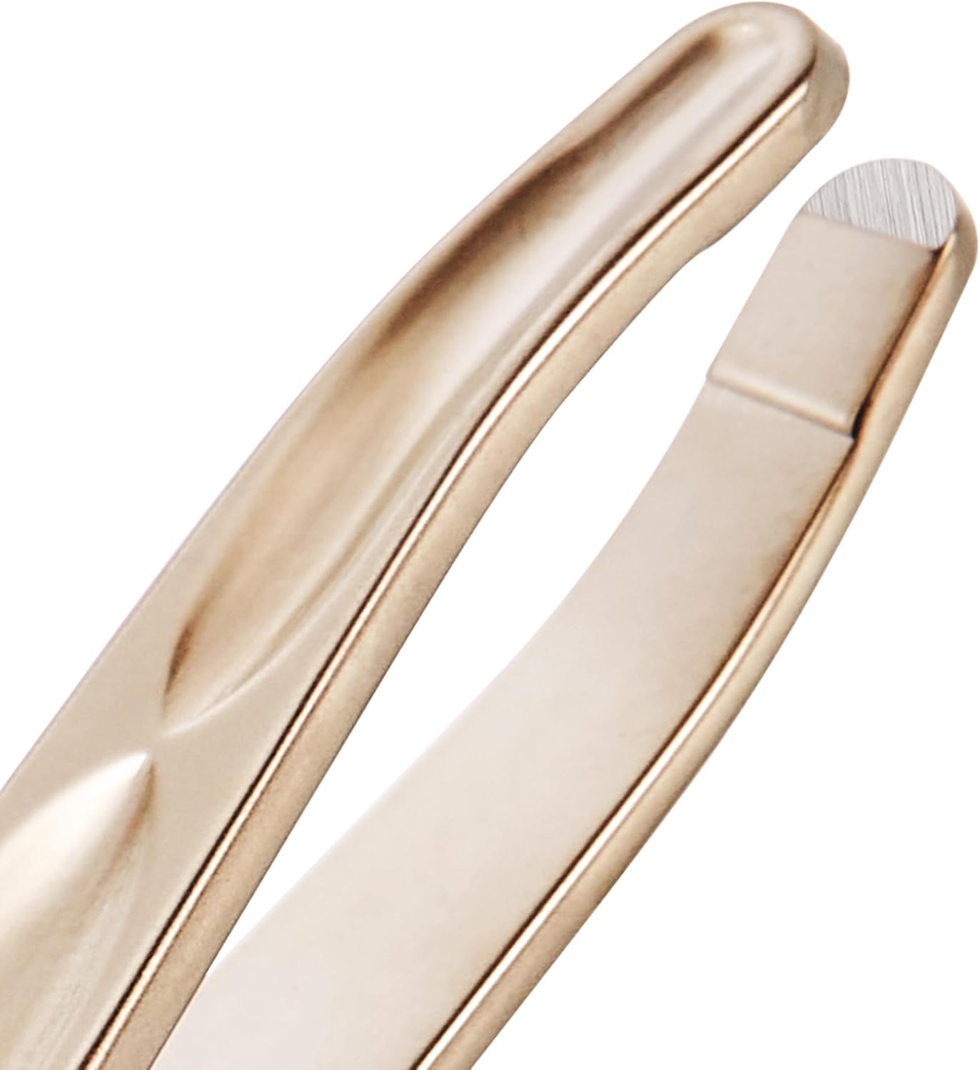 Tweezers for Man, Professional Round Tips Plucker for Chin, with Leather Travel Case (Light Gold)