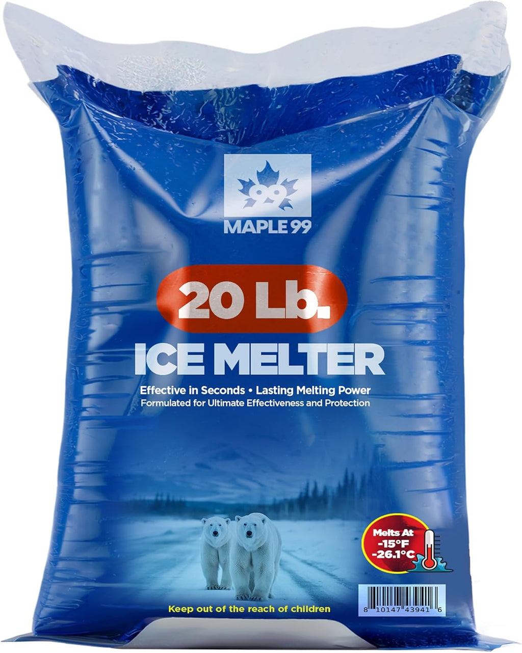 Ice Melt Safer for Concrete -20 lb Bag, Snow Salt Ice Melt, Salt for Snow and Ice Removal, Sidewalk Salt, Driveway Salt, Snow Melt is Effective Up to -15