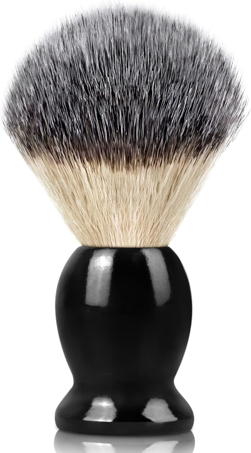 Bassion Hand Crafted Shaving Brush with Hard Wood Handle, Men's Luxury Professional Hair Salon Tool Gifts for Men-Black, Perfect Fathers Day Gifts from daughter, wife or Kids
