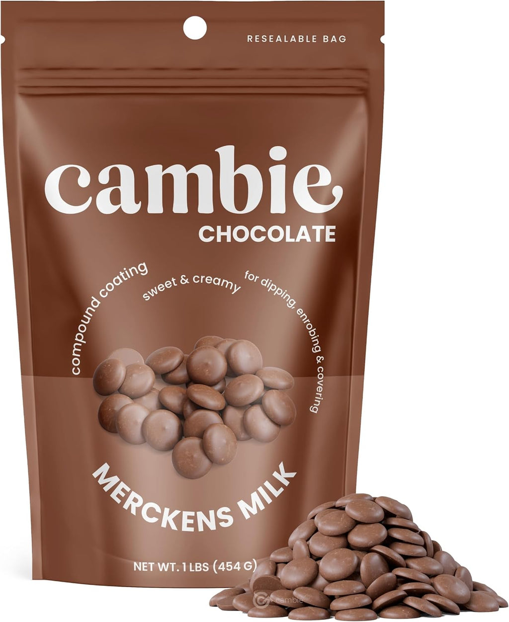 Merckens Milk Melting Chocolate - 1 Pound of Premium Quality Milk Candy Melts to make Dubai Chocolate Bar, Cake Pops, Cocoa Bombs, & Homemade Desserts