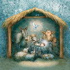 IHR Ideal Home Range Cocktail Napkins Winter Holiday Christmas 3-Ply Paper Napkins, 20-Count, 5" x 5", Peace Nativity
