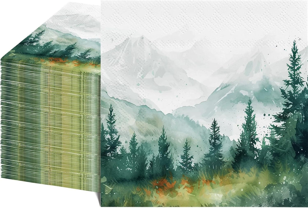 80 Pcs Forest-Themed Napkins - Decorative Woodland 6.5x6.5 Inch Disposable Paper Luncheon Napkins for Wedding, Birthday, Baby Shower, Theme Party, Bathroom Hand Towels