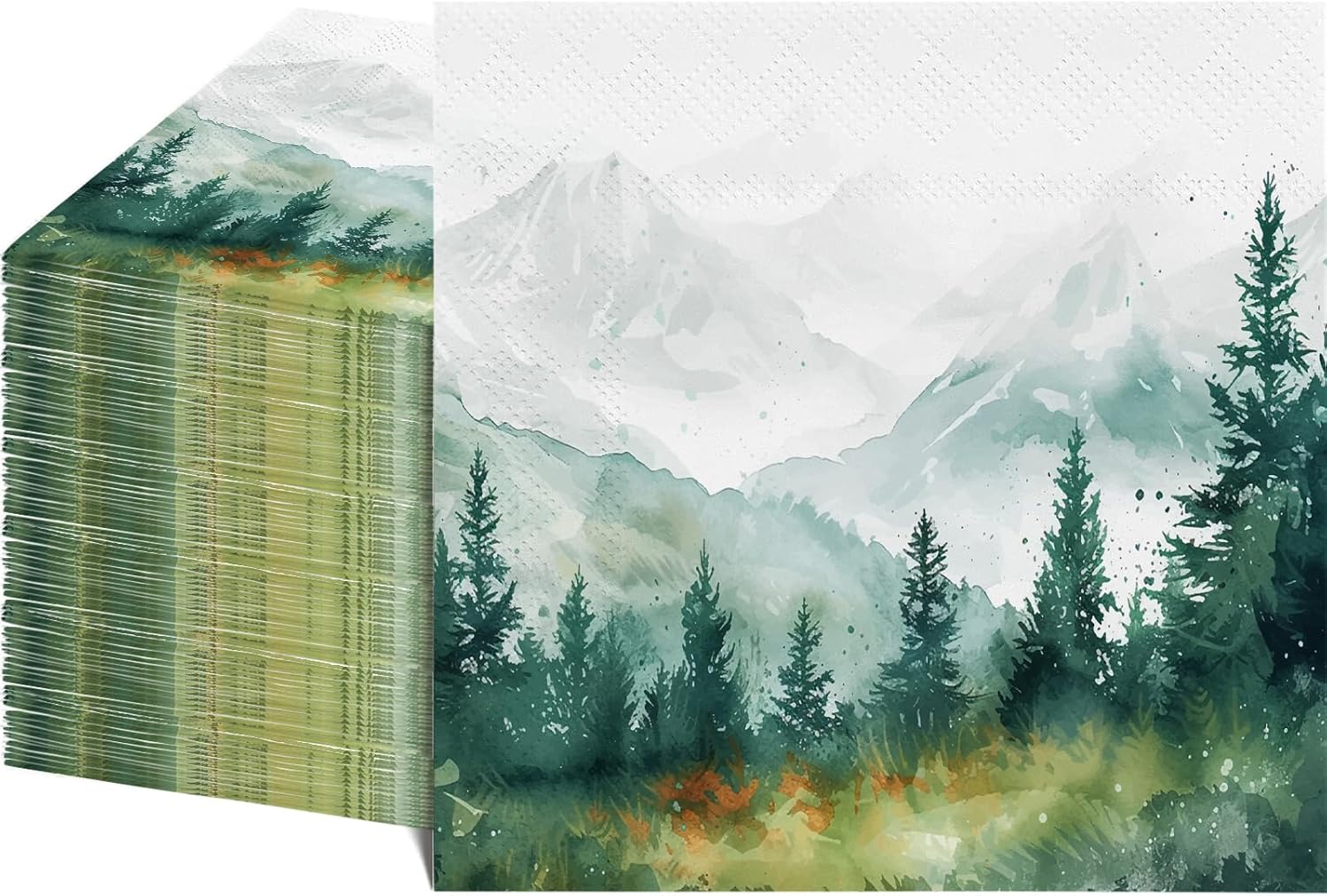 80 Pcs Forest-Themed Napkins - Decorative Woodland 6.5x6.5 Inch Disposable Paper Luncheon Napkins for Wedding, Birthday, Baby Shower, Theme Party, Bathroom Hand Towels