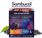 Sambucol Black Elderberry Day & Night Relief - Feel Better Faster, Non-Drowsy Daytime Relief for Men & Women, Restful Sleep for Adults, Melatonin-Free - 24 Capsules, 1 Pack