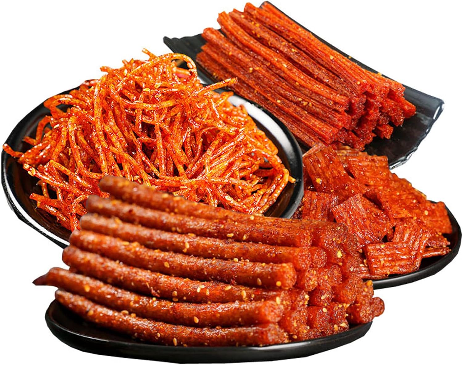 Spicy Strip Small Gluten Spicy Strips Latiao Snack Food - Chinese Special Classic Handmade Spicy Gluten Latiao Delicious Snacking, Best Vegan Fragrant Spicy Flavour, 4 combinations Packed (4 Pack)…