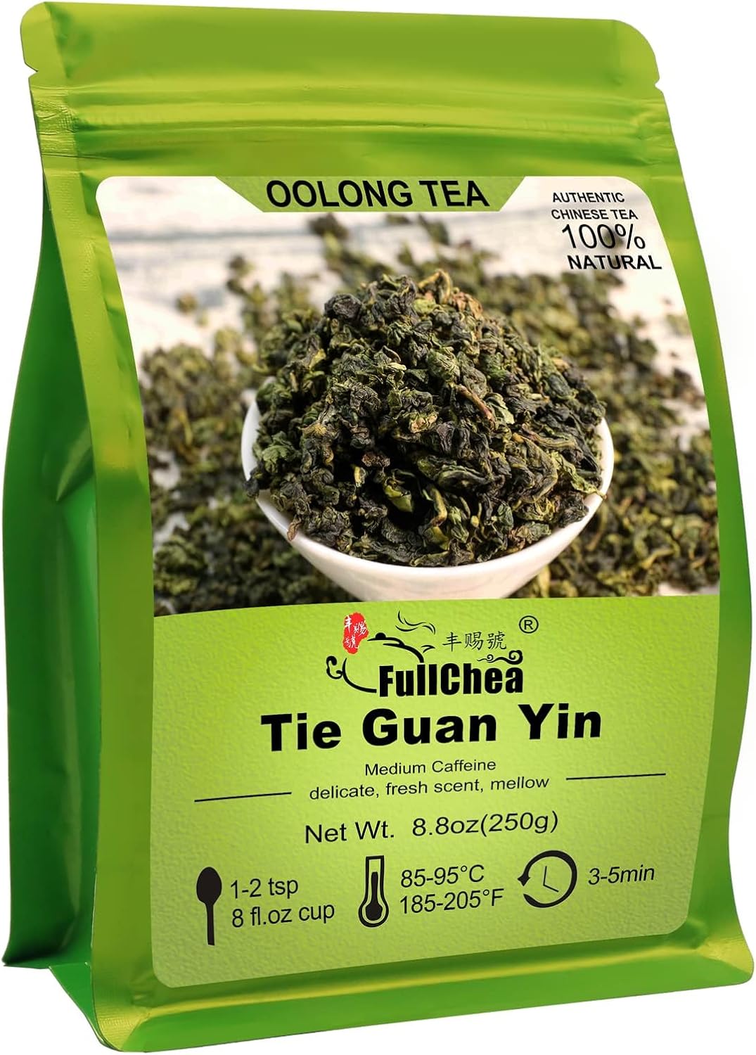 FullChea - Oolong Tea 8.8oz / 250g - Anxi Tieguanyin Chinese Tea - Loose Leaf - Tie Guan Yin - Iron Goddess of Mercy - Fruit Aroma - Aids digestion Tea