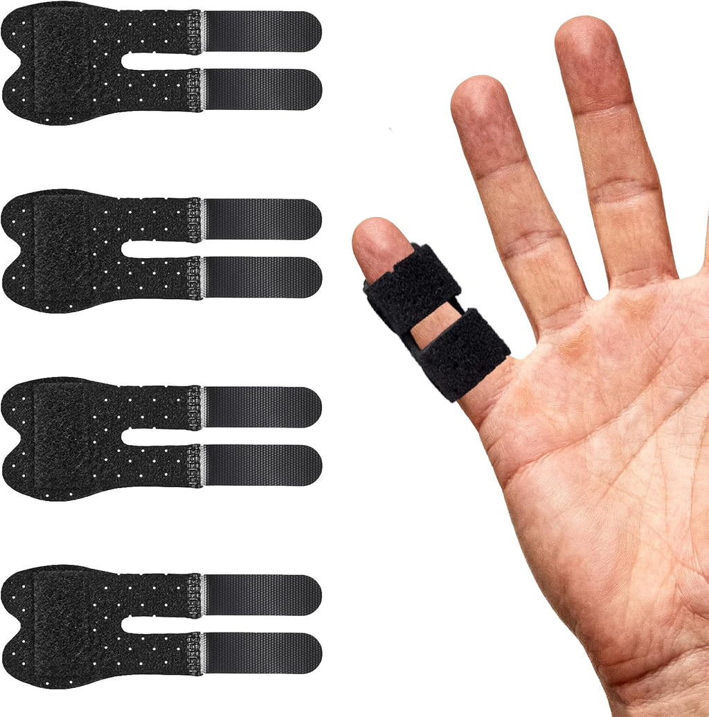 Pinky Finger Splint 4 Pcs Trigger Finger Brace Joint Stabilizer for Arthritis Pain,Sprain,Mallet Finger,Small Splints for Knuckle Immobilization,Fit All Fingers & Kid's Index Middle Ring Fingers (4, Black)