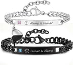 MEALGUET Matching Couple Bracelets for Men Women : His Hers Stainless Steel Cuban Link Chain Bracelets Set for Boyfriend Girlfriend Husband Wife, Romantic Gifts for Valentines Birthday Anniversary
